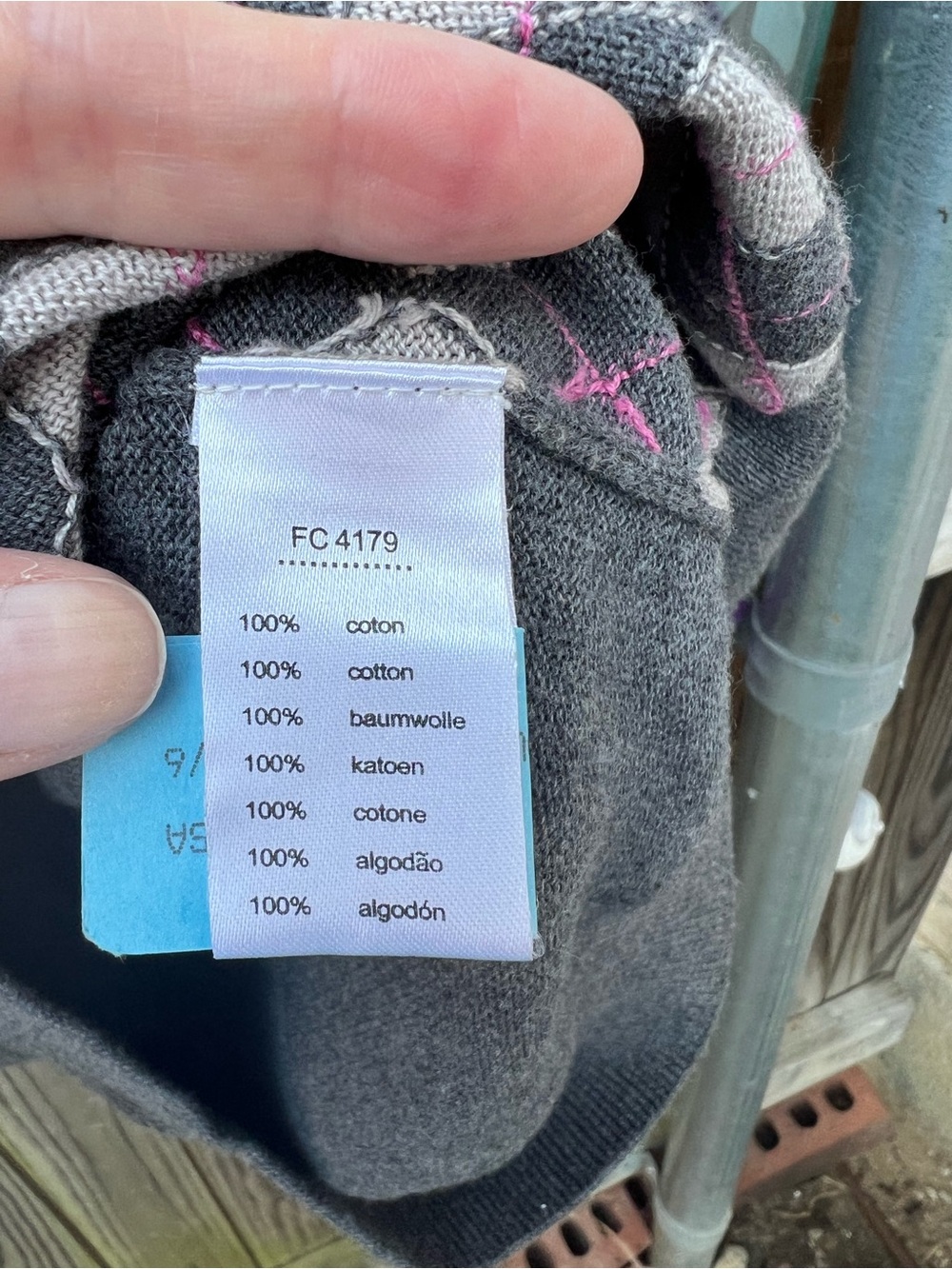 Lacoste Gray and Pink Argyle Crewneck Sweater - Picture 8 of 9
